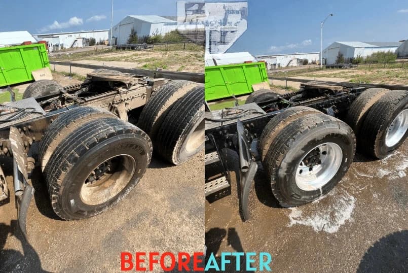 Broadview Heights Power Washing team cleaning commercial fleet vehicles in Broadview Heights